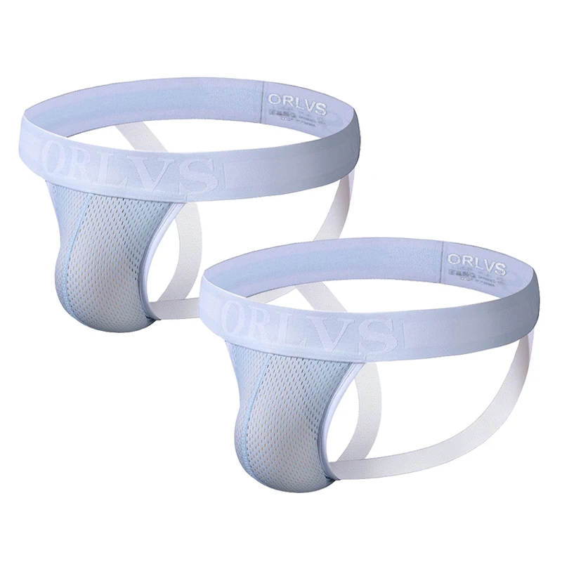 2PCS Men Underweaar Sexy Cotton Jockstrap Briefs Underpants Cueca Gay Underwear Men Thong Men String homme