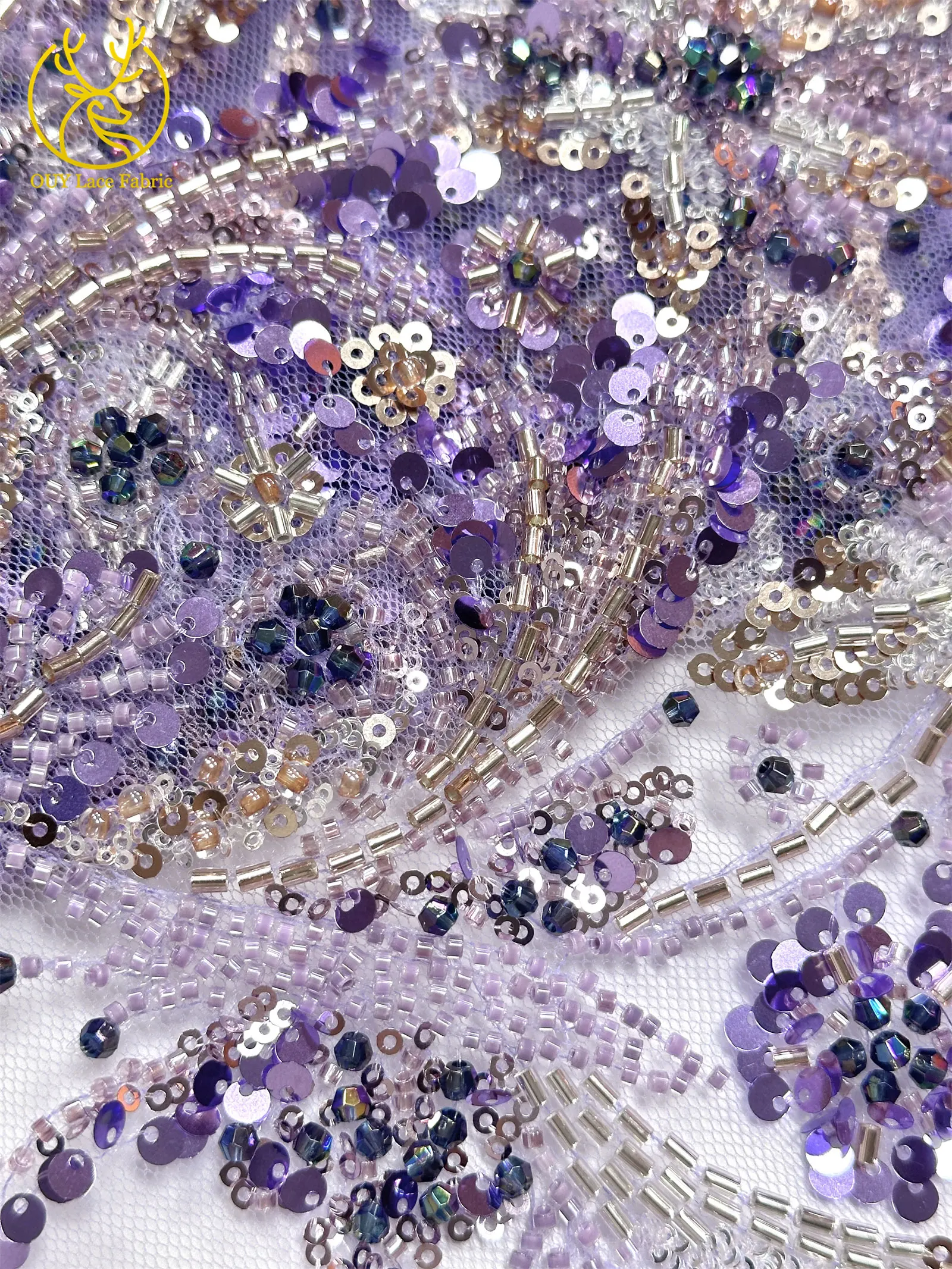 Luxuriöser Afrikanischer Spitzenstoff 2026 Hochwertige Französische Perlen-Pailletten-Spitze 5 Yards Nigeria Tüllspitze für Party- und Hochzeitskleider – Detail 13