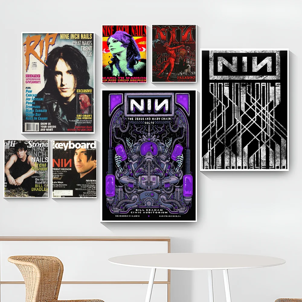 Nine Inch Nails Whitepaper Poster Waterproof Paper Sticker Coffee House Bar Aesthetic Art Wall Painting