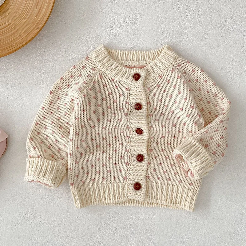 ربيع جديد 2026 0-3 سنوات ملابس الأطفال حديثي الولادة الفتيات سترة معطف طفل رضيع فتاة الحياكة طويلة الأكمام سترة معطف #1