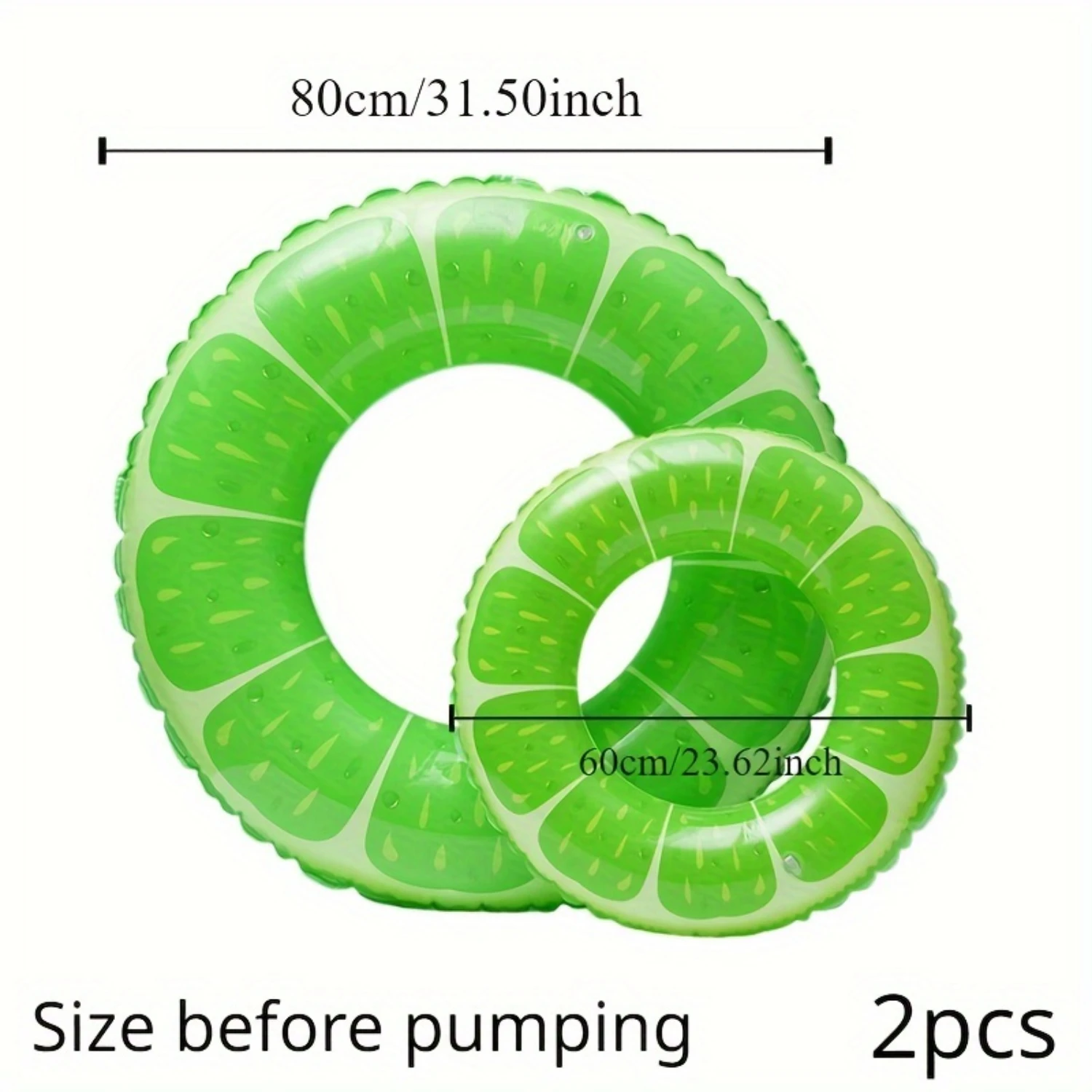 PVC Inflatable Swim Rings, 2 Pack - Fruit Style, Thick Swimming Rings for Teens and Adults, Underarm Floats for Learning to Swim