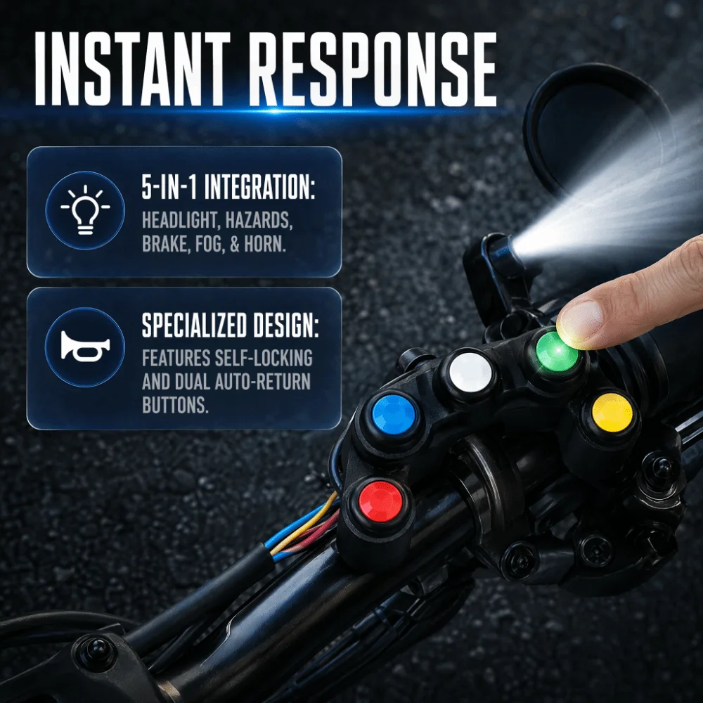 Simple Mount Plastic Motorcycle Handlebar Switch 22mm Diameter Black Fog Light Switch Universal Horn ON OFF Switch Scooter Refit