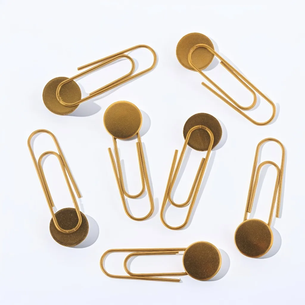 10Pcs Safety 304 Stainless Steel Paper Clips 10MM Flat Blank Base With Safety Pin DIY Charming Tie Clips Bookmark Holder