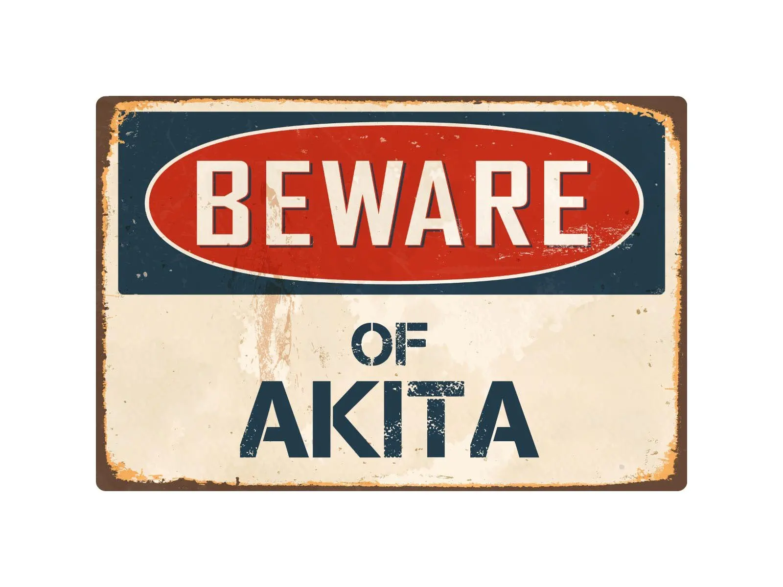 Beware Of Akita 8” x 12” Vintage Aluminum Retro Metal Sign VS007