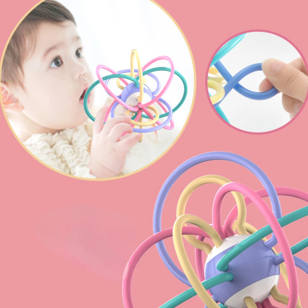 Jouet de hochets en caoutchouc souple pour bébé, cloche à main pour bébé, boule de préhension de fitness, jouets d'exercice de dessin animé pour enfants, jouets précoces