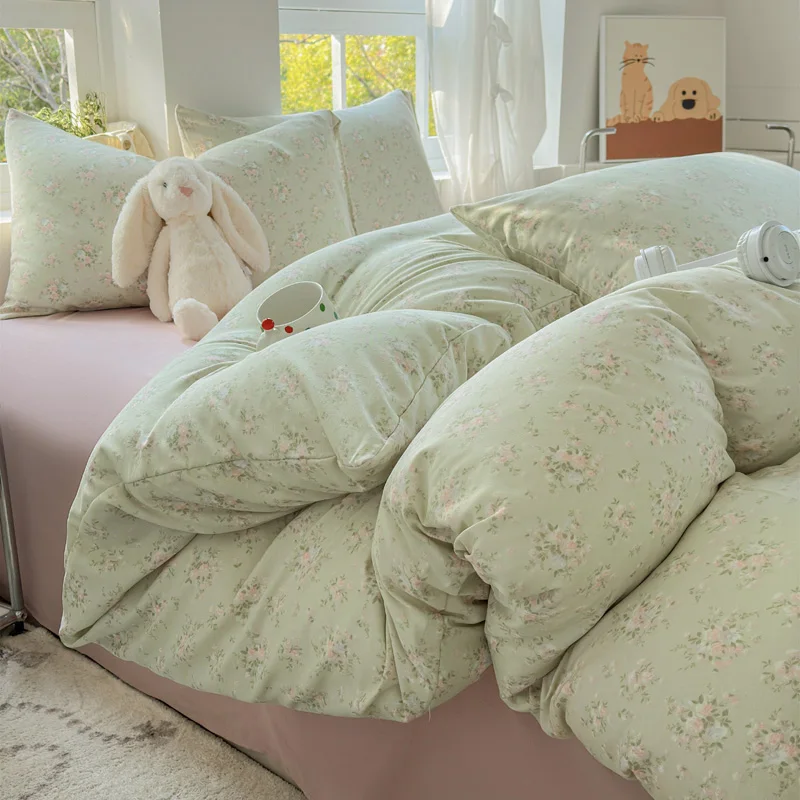 

Rosemary Green Duvet Cover Lavender Purple Ins Style Comforter Bedding Sheets Set Home Textiles Anti-Pilling Elegant Bed Linen