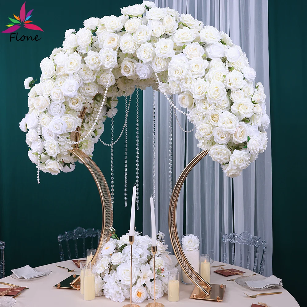 

Gold Plating Flower Stand Wedding Event Table Centerpiece Decoration Arch Anniversaire 3.7x2.9ft Marriage Decor Flowers Props