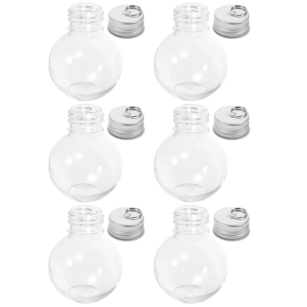 6 Pcs Christmas Spherical Bottle Plastic Bottles with Lids Juice Coffee The Pet Storage Airtight Festival Candy Jar