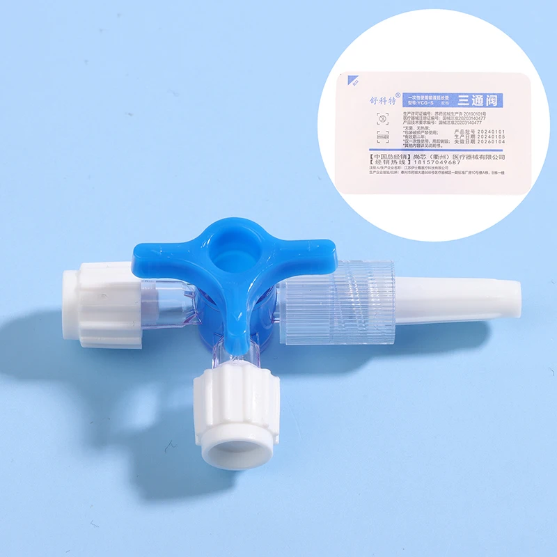 Disposable Three Way Stop Cock Luer Lock Adapter 3 Way Stopcock Flexiable T-Connector Extension Tube For Clinic Hospital