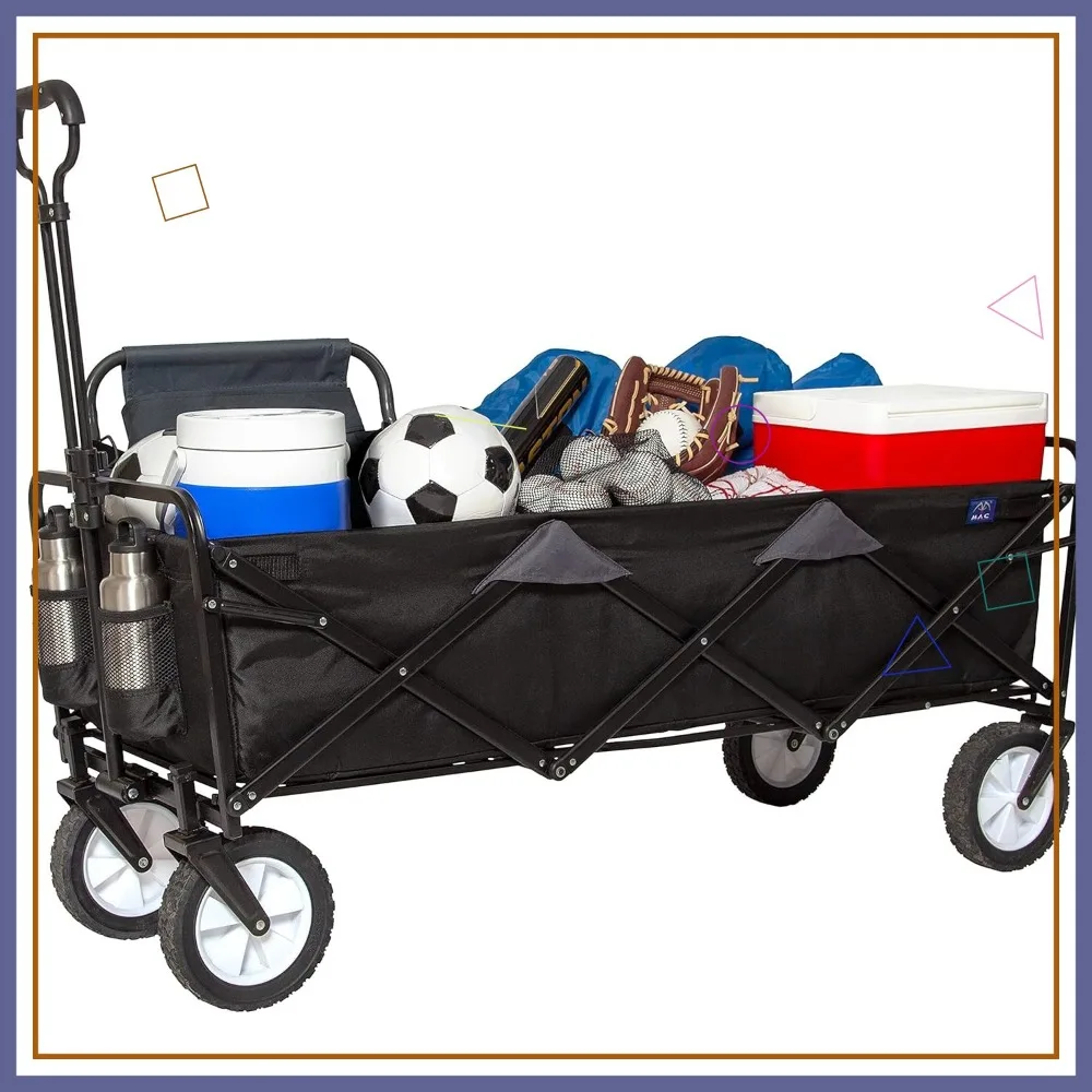 حقيبة عربة قابلة للطي ذات سعة كبيرة مع عجلات قفل، تحمل 150 رطلاً، باللون الأسود #1