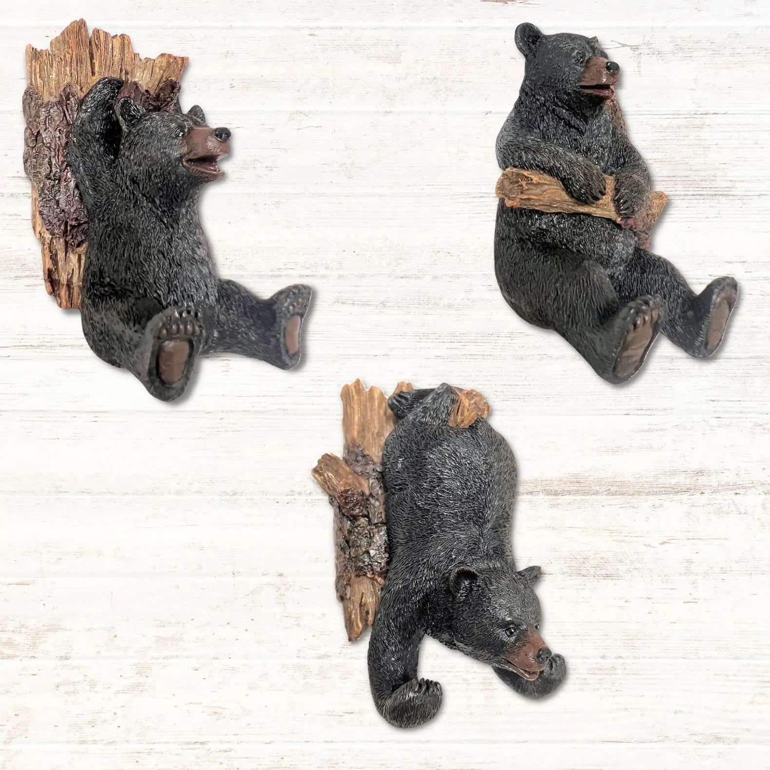 

Black Bear Wall Hooks Set Of 3 Resin Coat Towel Hanger Rustic Lodge Decor