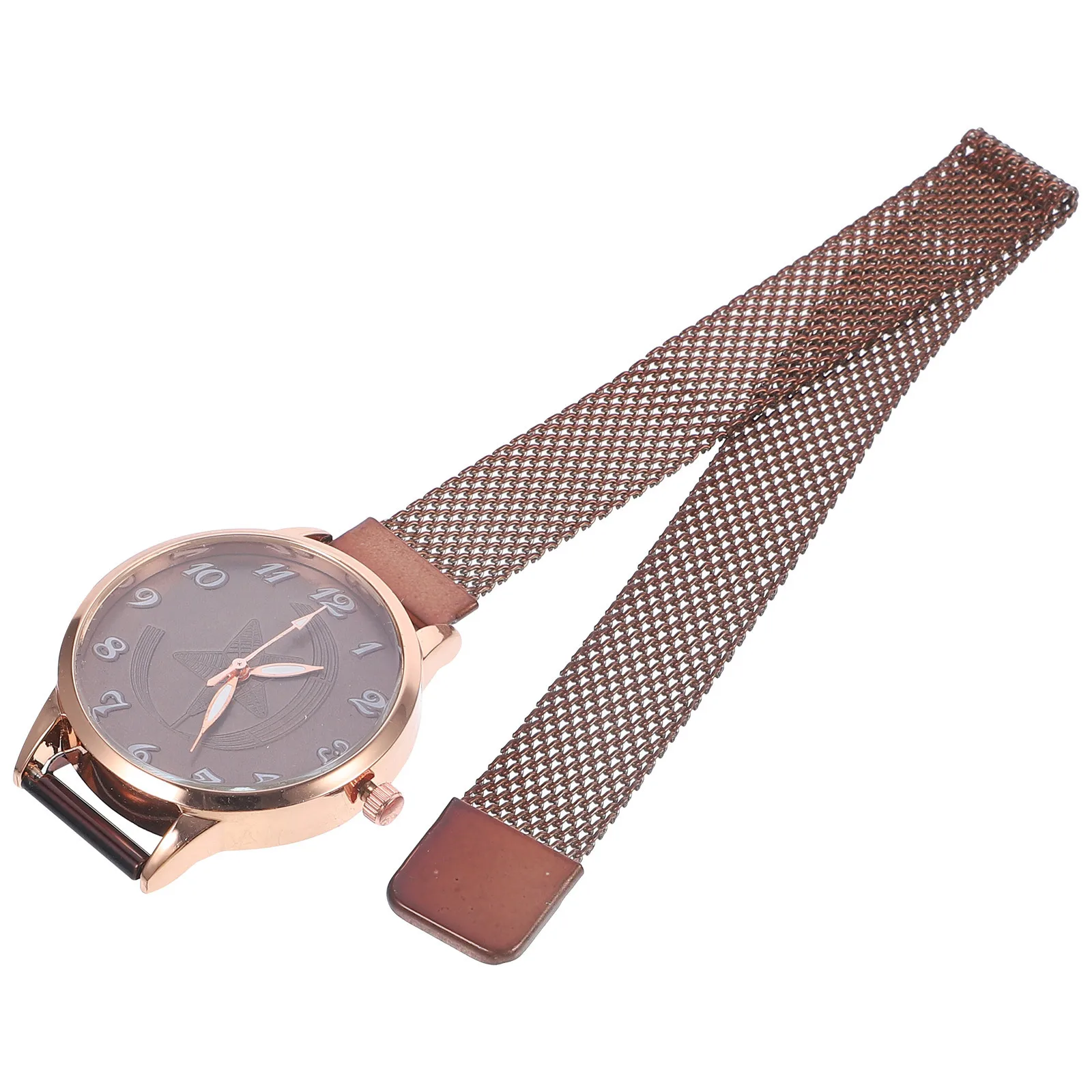 

WESIEVYA 1pc Watch for Women Men Coffee PU Strap Unisex Casual Wristwatch Exercise Timepiece