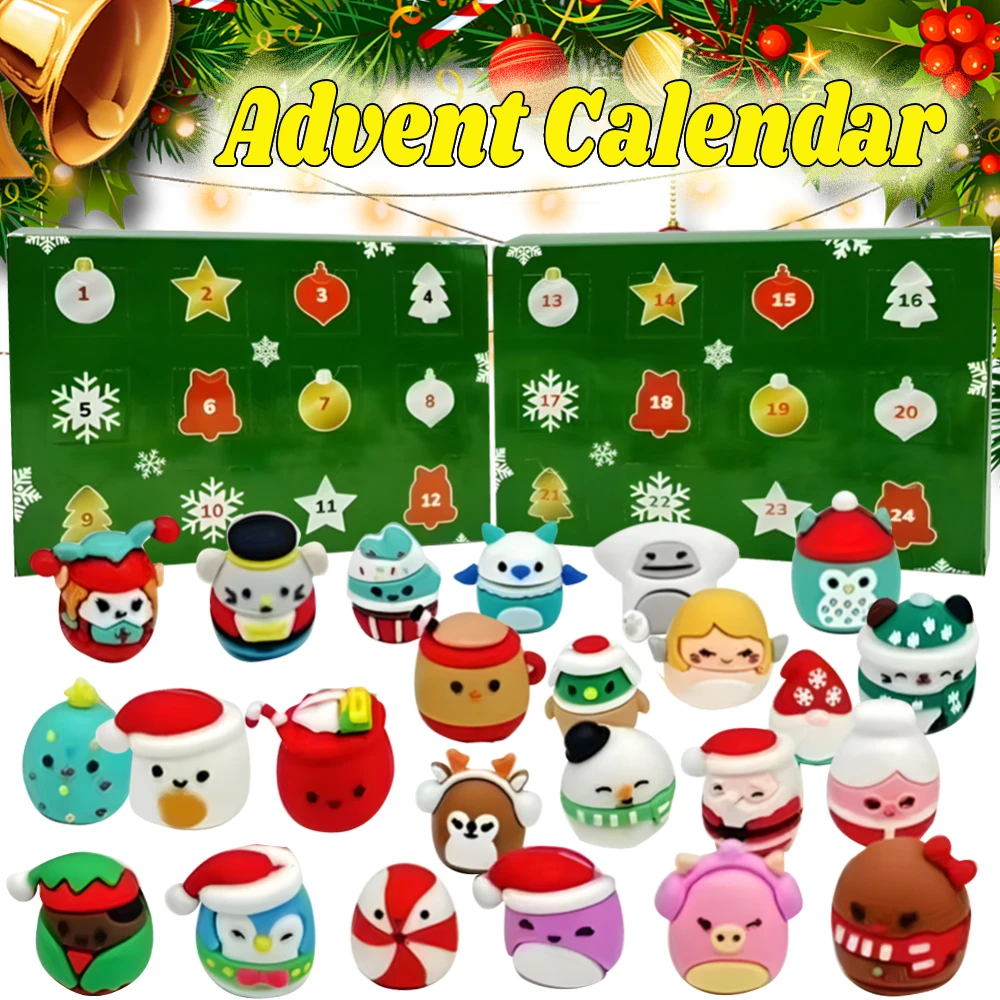 24 Days Christmas Advent Calendar Santa Claus Snowman Gingerbread Man Mini Toys Xmas Countdown Calendar Gift for Boys Girls