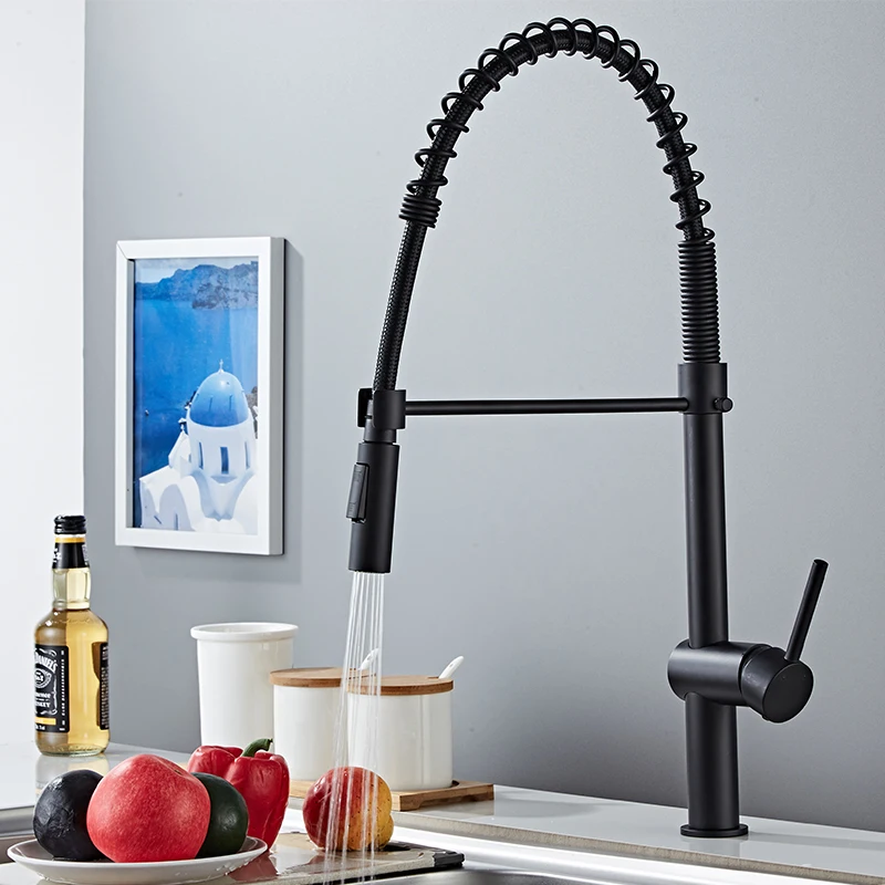 Becola Kitchen faucet Pull Out Cold and Hot mixer tap Black Chrome water Single Holder faucet kitchen sink fauce BR-8340