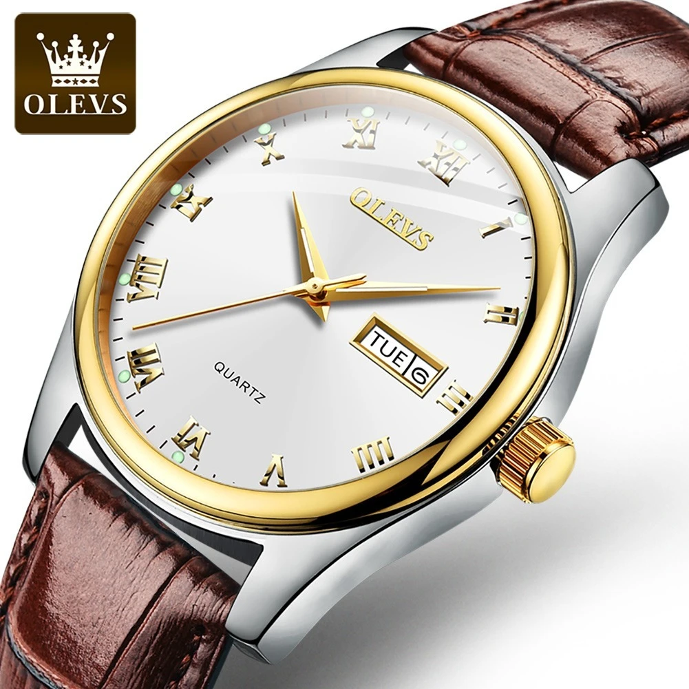 

OLEVS 5568 Quartz Business Watch Alloy Watchband Round-dial Week Display Calendar Luminous