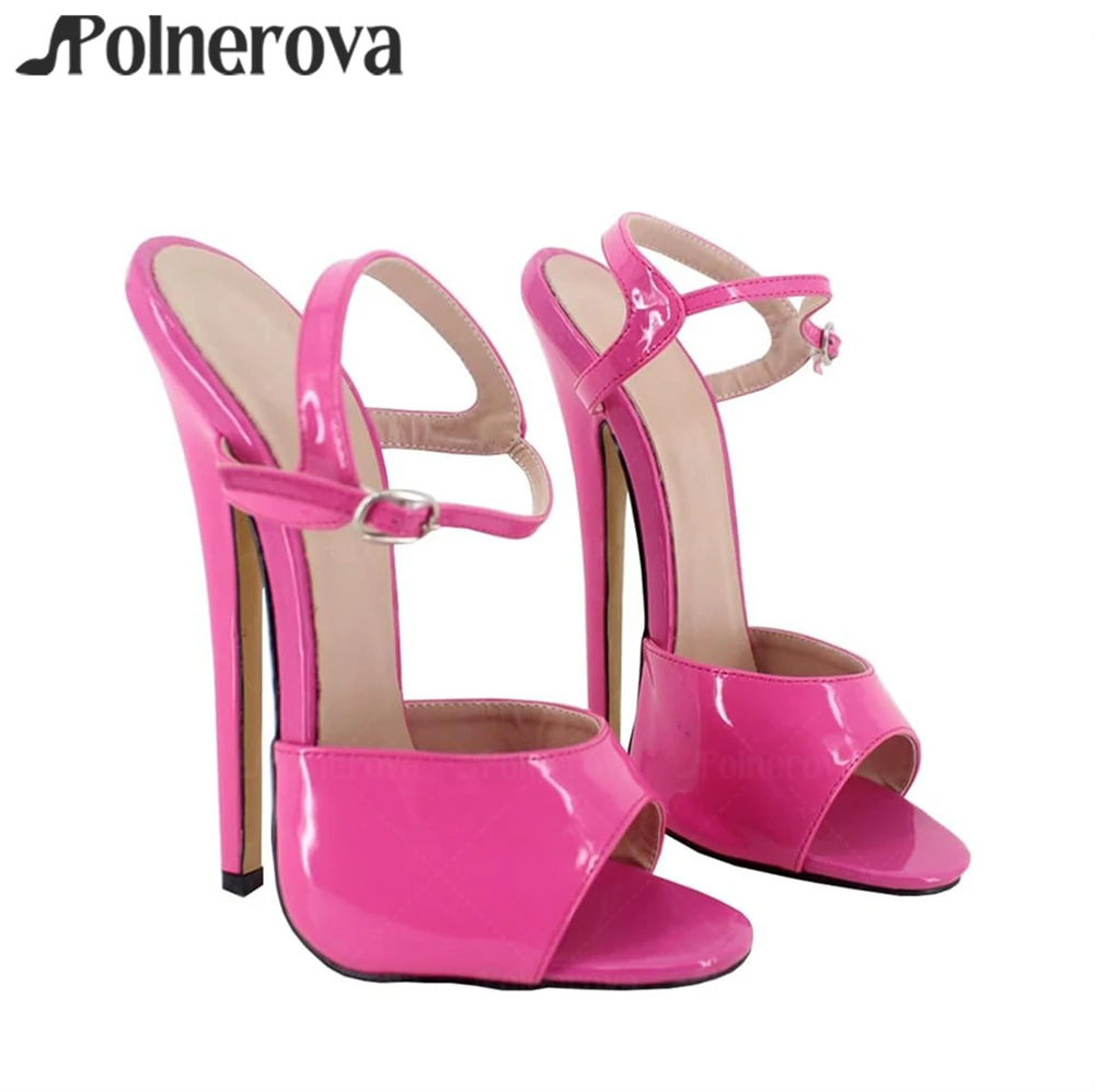 

18cm Open Toe Sandals Ultimate Stilettos Multi-color Patent Leather Handmade Sandals Sexy Fetish High Heels Customizable Sandals