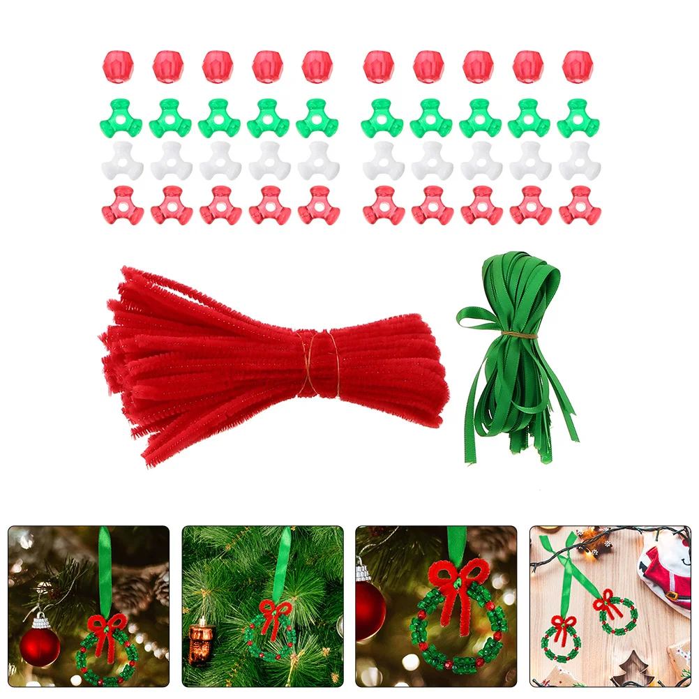 1 セット 1 セットクリスマスビーズオーナメントキット Diy クラフトアクセサリークリスマス装飾材料ホリデーデコレーションパーティー用品