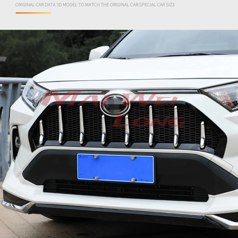 For Toyota RAV4 2019 2020 2021 5th refitted Martha Black Knight mesh grille front Center Grill decoration accessories