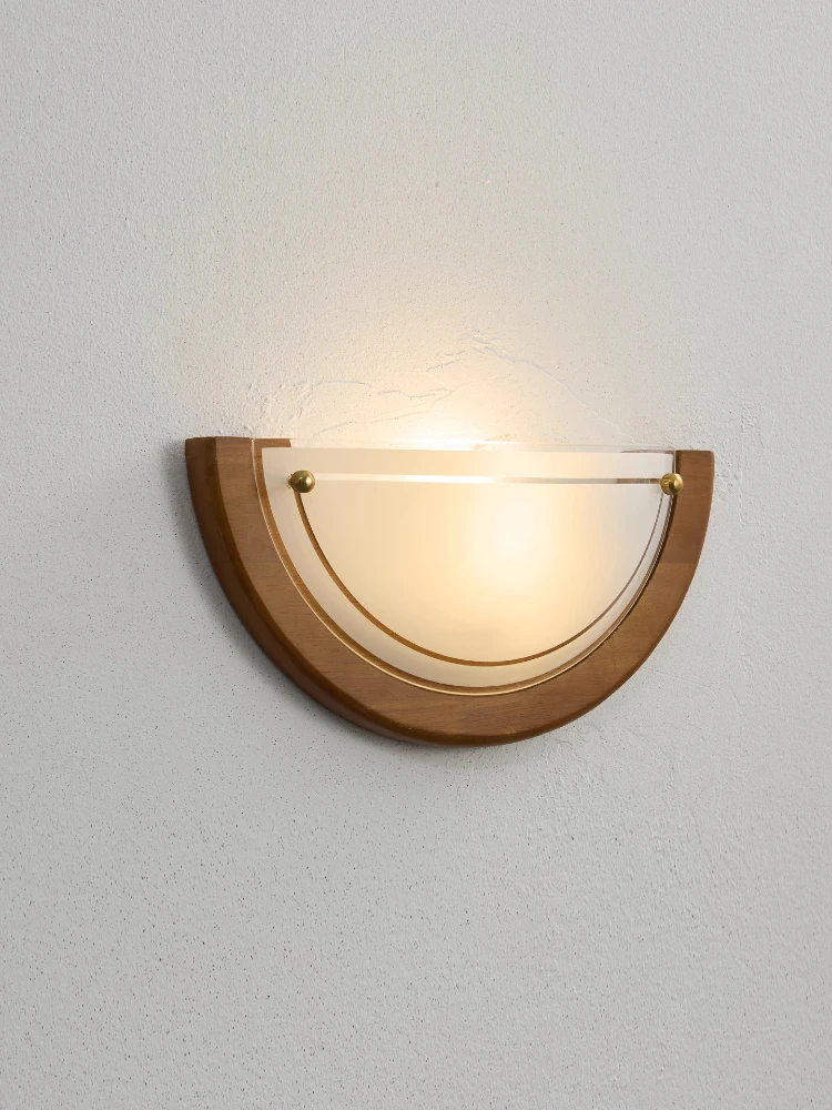 

Винтажные стеклянные настенные светильники из массива дерева цвета ореха в стиле Баухаус, ретро бра для гостиной, спальни, прикроватный настенный светильник, лампа для внутреннего декора