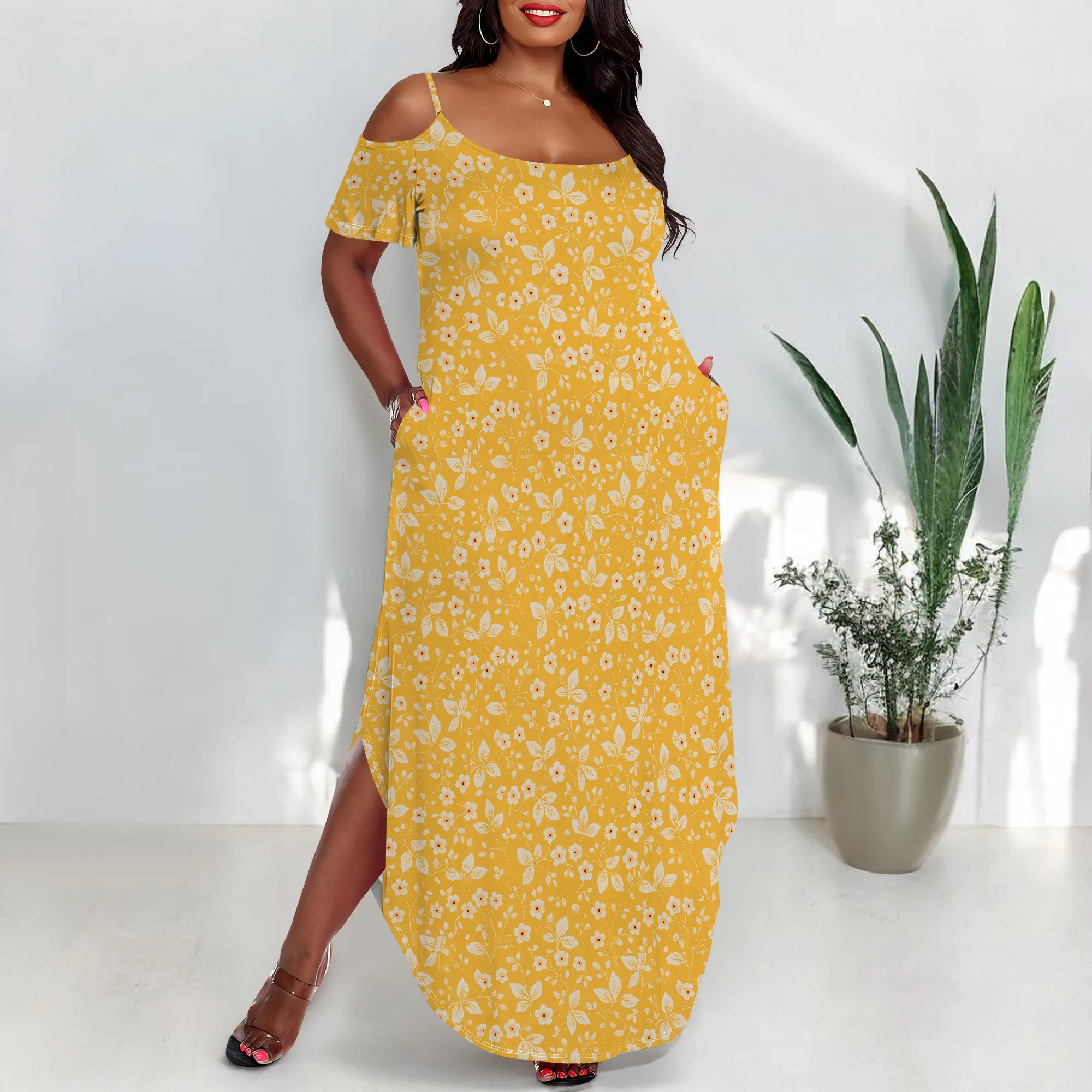 

Maxi Dress for Women Short Sleeve Casual Summer Loose Plain Comfy