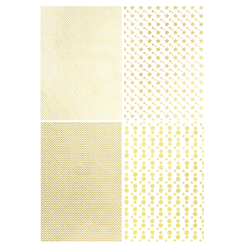 

4pcs Star Dot Stripe Wrapping Paper Shiny Gift Wedding Birthday Gold Decor Craft Project Eco Friendly Quality
