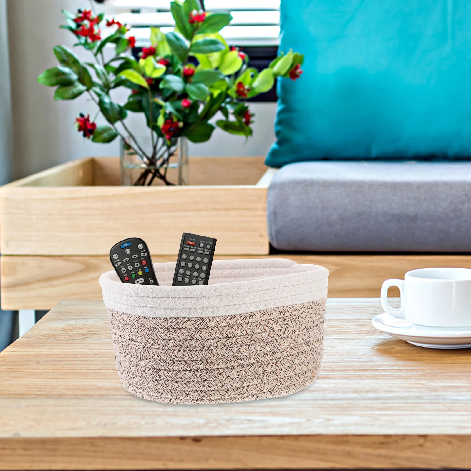 

2 Pcs Cotton Rope Baskets White Small Medium Storage Snack Holder Desk Bedroom Organizer Home Supplies Durability