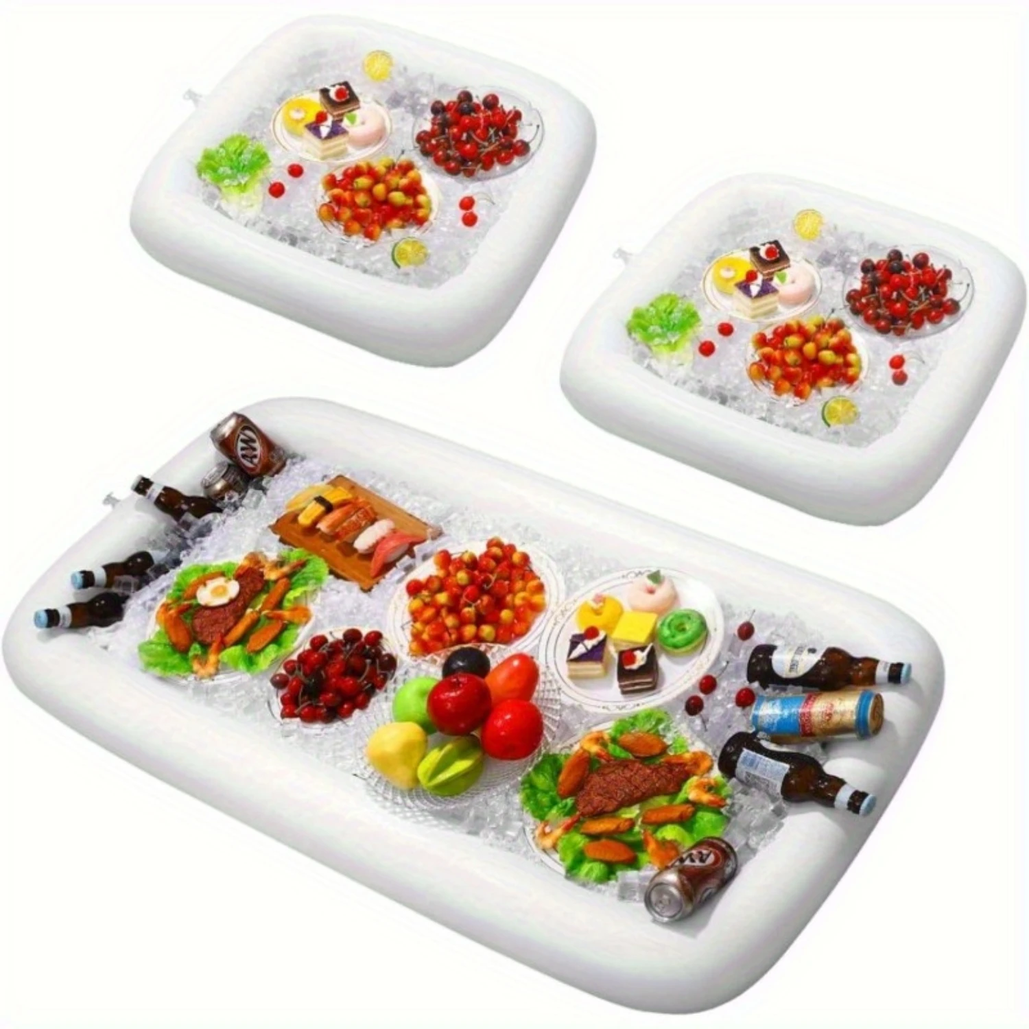 

1pc, Inflatable Serving Bars, Ice Buffet Salad Serving Trays, Food Drink Holder Cooler Containers, Indoor Outdoor BBQ Picnic Poo