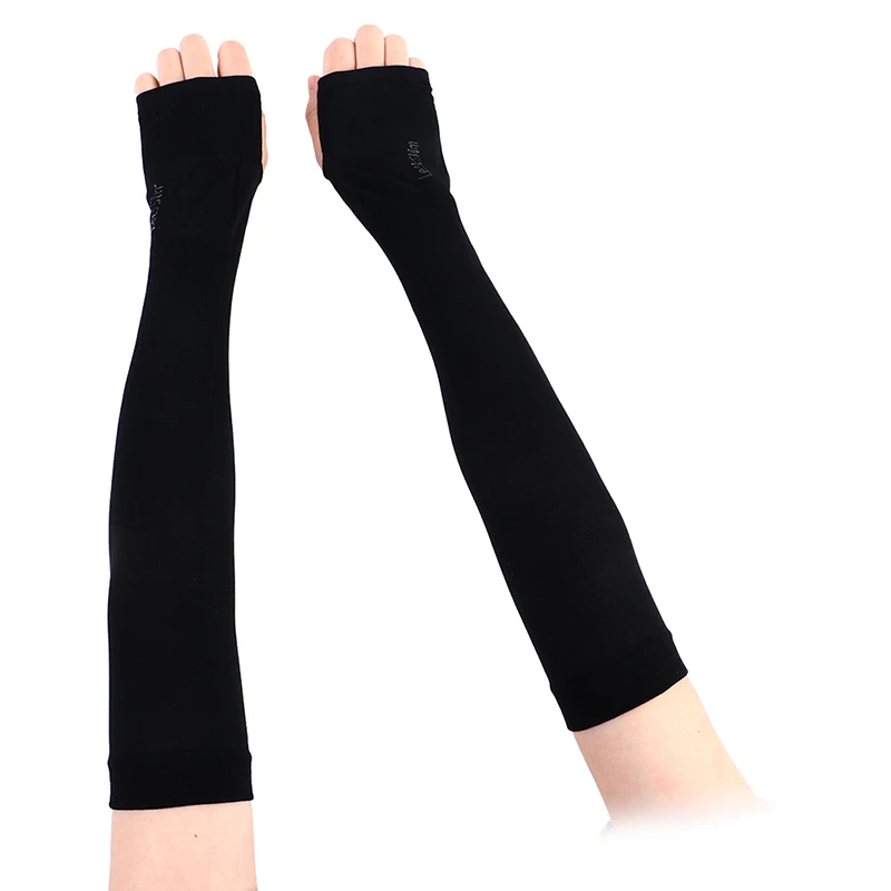 

Перчатки солнцезащитные для мужчин и женщин, шелковые Нескользящие митенки с манжетами для защиты от УФ-лучей, для езды на открытом воздухе, 1 пара