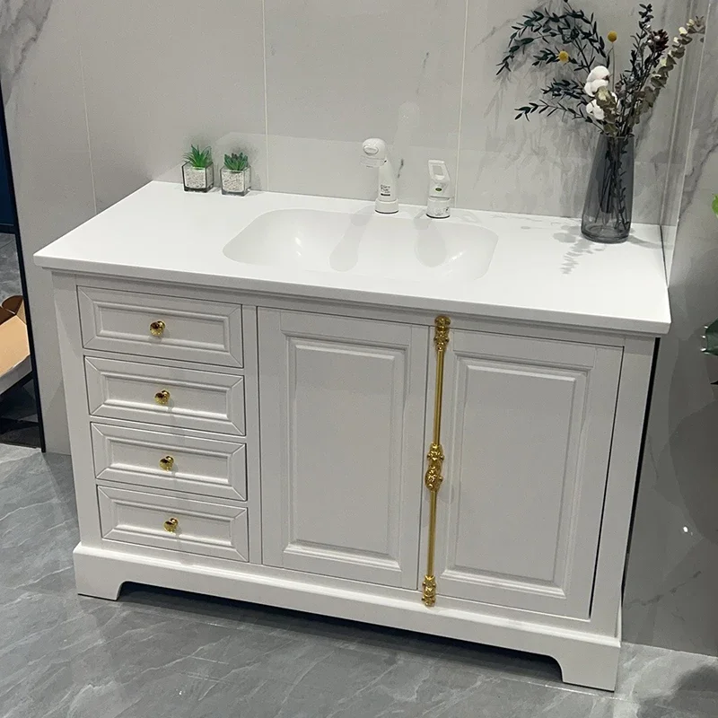 Corian integrated basin bathroom cabinet combination floor cabinet oak paint washbasin