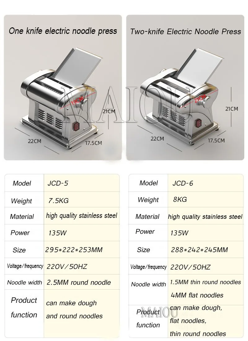 Macchina per fare pasta elettrica per uso domestico Macchina per fare pasta in acciaio inossidabile Macchina per fare noodle multifunzionale