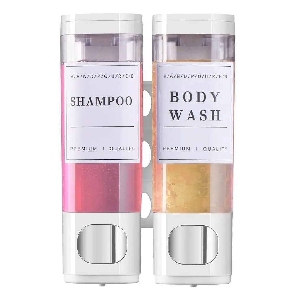 

Wall Mounted Shampoo Dispenser 2*300ml/3*300ml White Shower Soap Dispenser No Drill Transparent Conditioner Dispenser