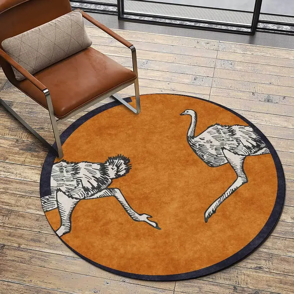 Leopard Tiger Head Rug Carpets For Living Room Luxury Modern Orange Yellow Brown Lion Elephant Round Rugs 3D Bedroom Floor Mats