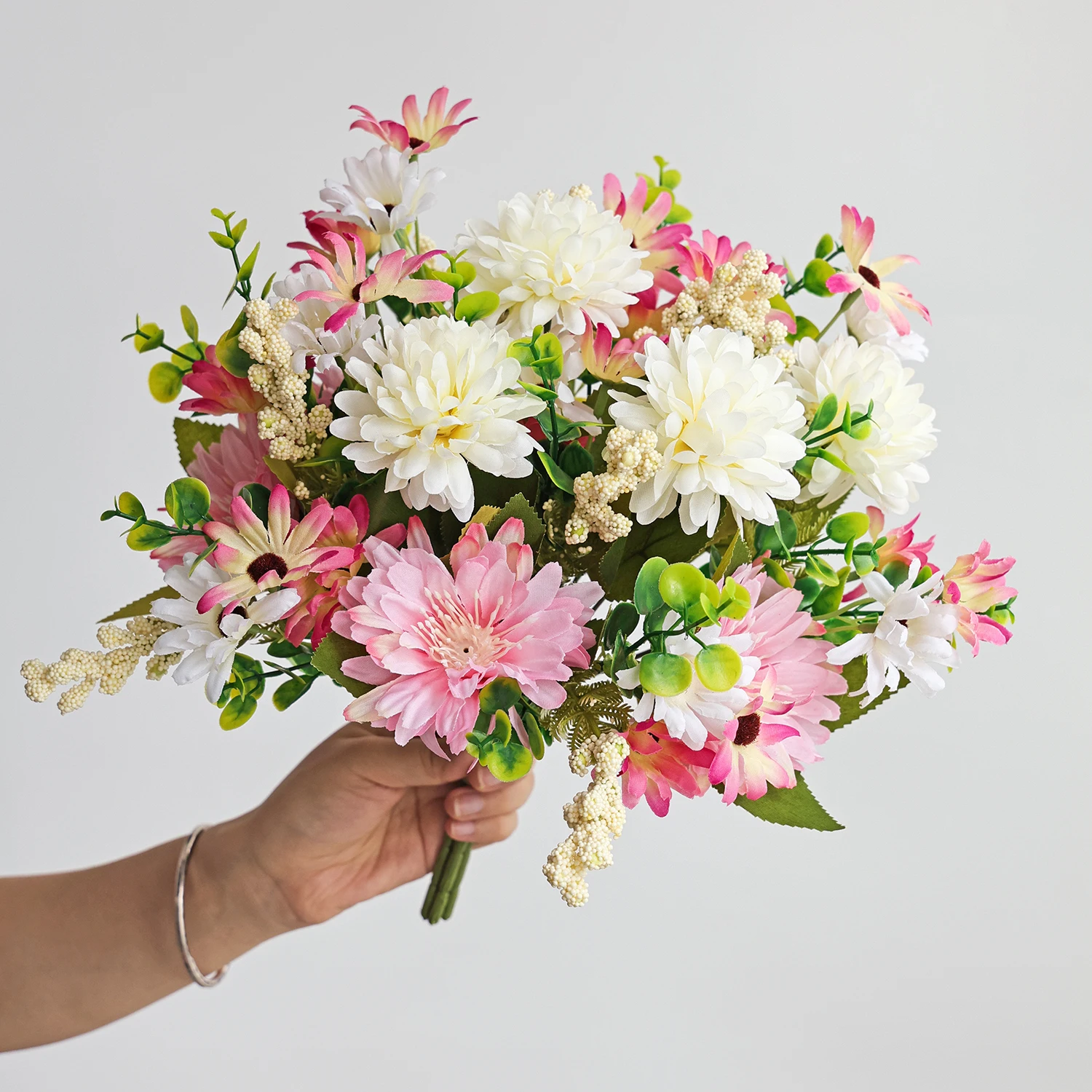 Künstliche Blumen, Seiden-Chrysanthemen, für Zuhause, Zimmer, Tisch, Hochzeit, Brautstrauß, Dekoration, Festival, Außenbereich, Garten, Vase, DIY-Geschenke – Detail 2