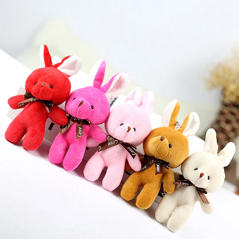 10pcs Cute Bunny Doll Plush Toy One-Piece Bow Tie Bunny Pendant Accessories Small Gift Doll