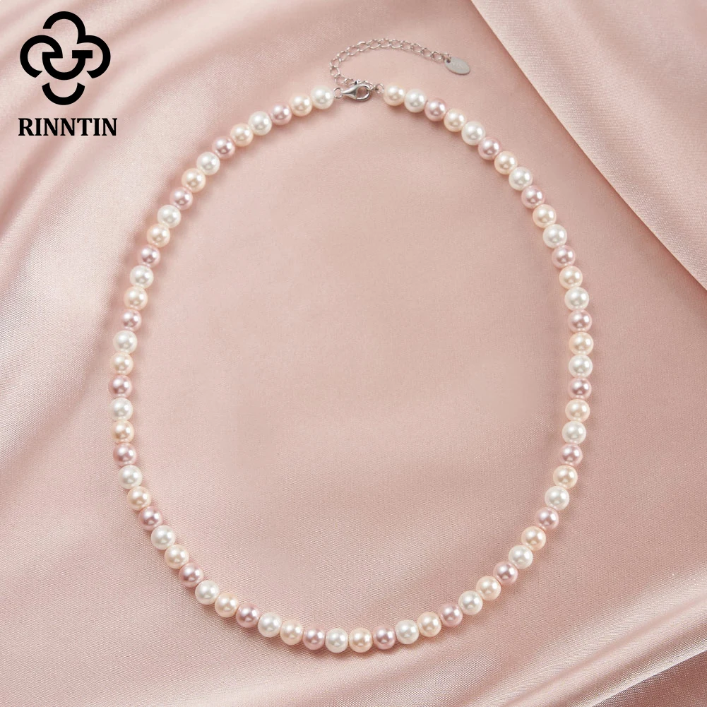 

Rinntin 925 Silver 14K Gold-Plated Shell Pearl Necklace Bead Collarbone Chain Collar Personality Necklace Choker Accessory PSN03