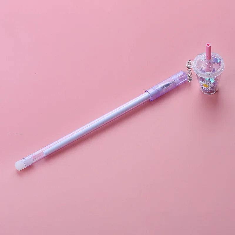 Korean Version Creative Milk Tea Cup Pendant Neutral Pen Cute Sequins Pendant Signature Pen Drawing Toys Student Stationery Gift