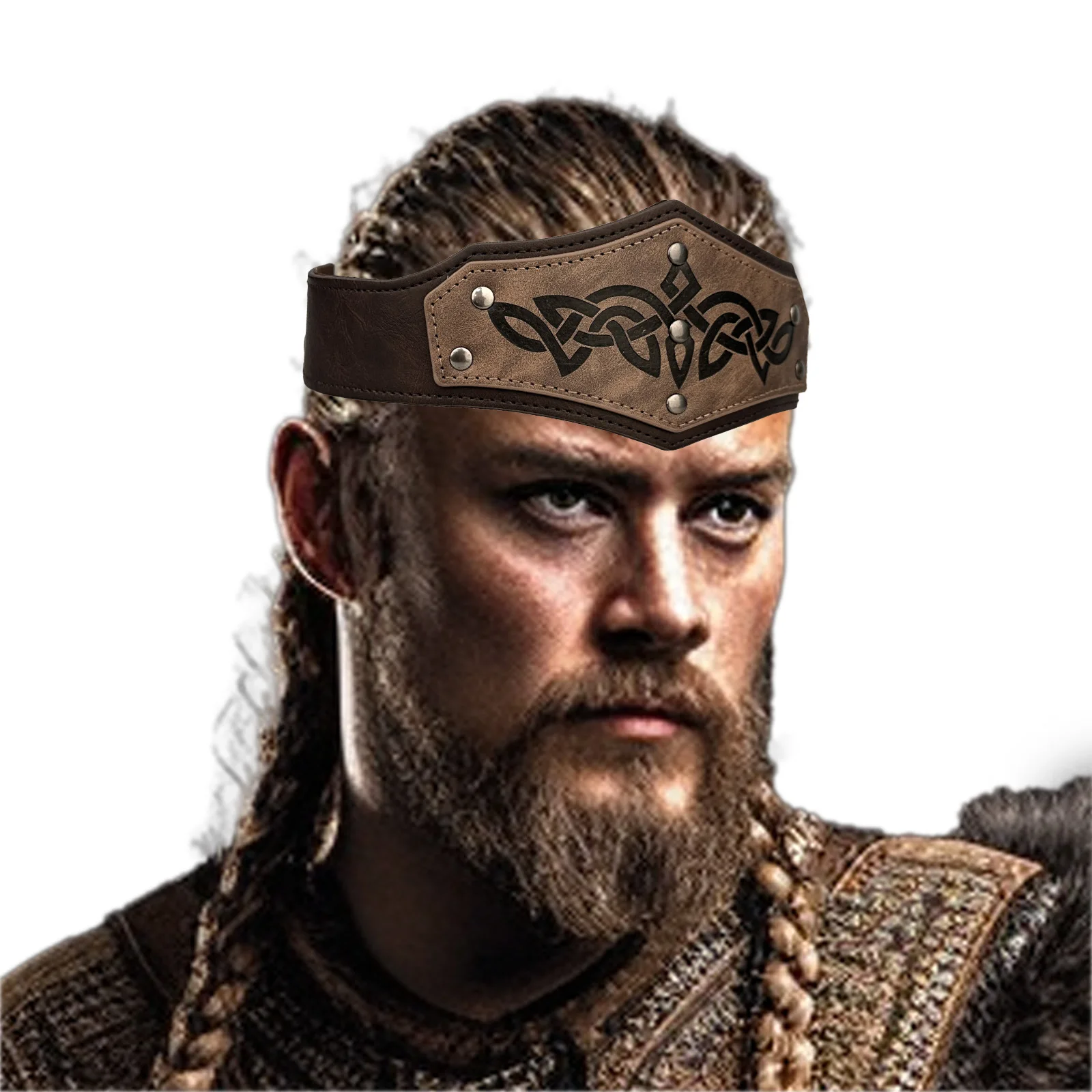 ที่คาดผมทรงภูเขาสไตล์ยุคกลาง แบบนักรบไวกิ้ง ย้อนยุค ทำจากหนัง สำหรับคอสเพลย์ฮาโลวีน