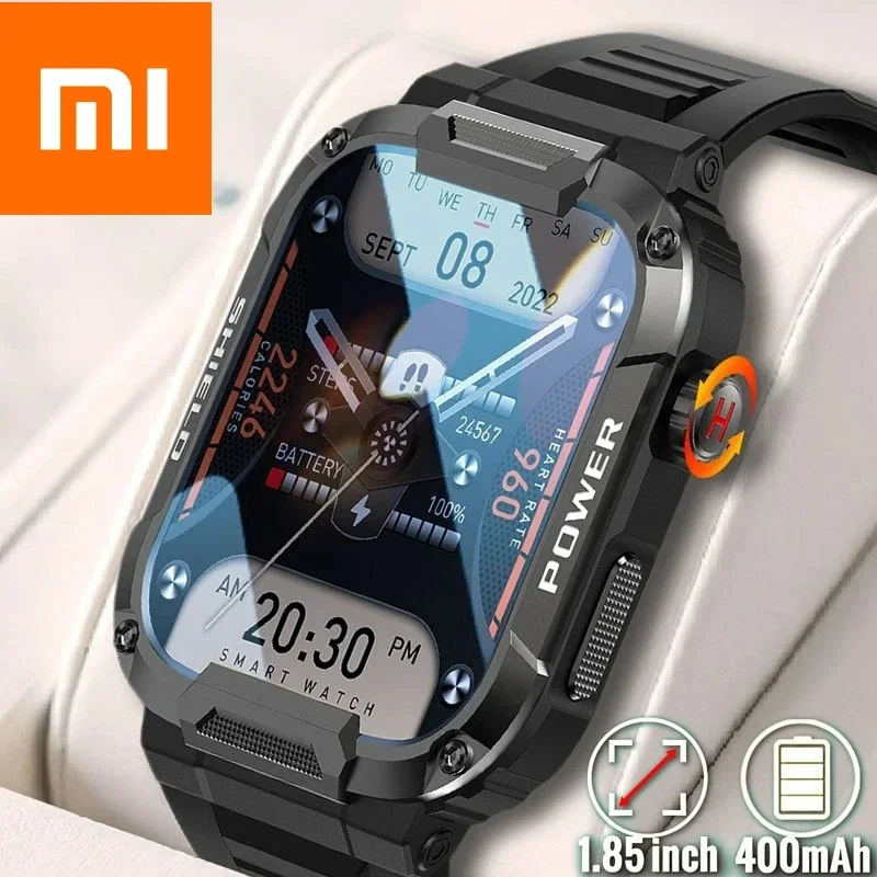 Xiaomi Rugged Military Smart Watch Men For Android IOS Ftiness Watches Ip68 Waterproof 1.85\'\' AI Voice Bluetooth Call Smartwatch