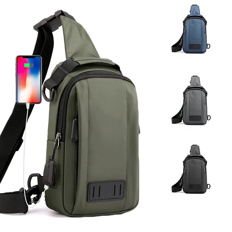 

Men Single Shoulder Crossbody Bags Fashion Multi-functional Waterproof Usb Port Chest Bag Male Luxury High Quality Solid Packet