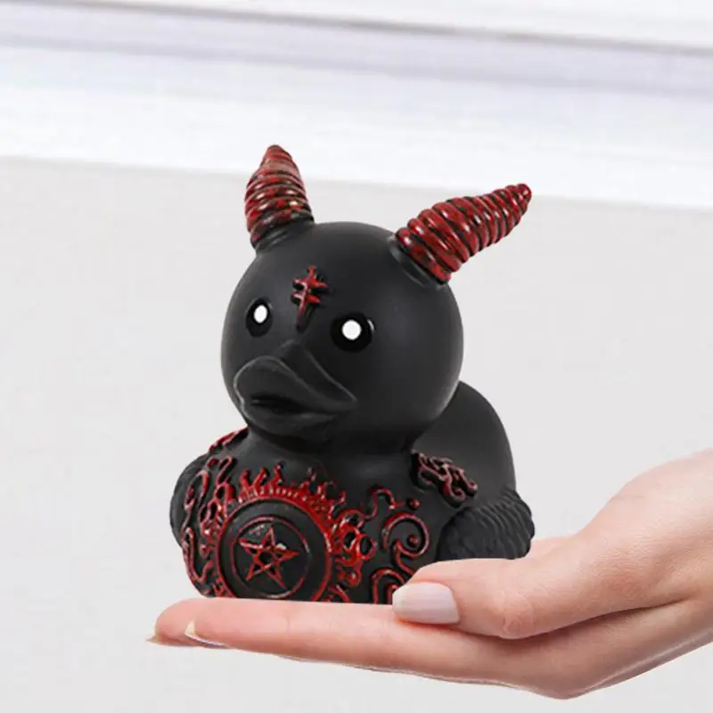 Duck Figurine Home Decor Cute Desk Decor Gothic Sculpture Devil Rock Duck Statue Collectible Figurines Car Dashboard Decorations