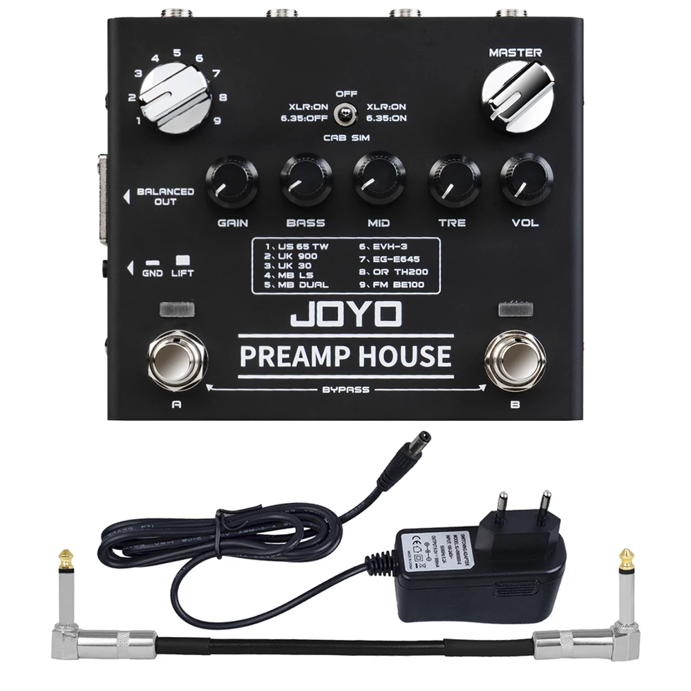 JOYO Electric Guitar Effect Pedal R-15 PREAMP HOUSE Pedal Dual Channel Cabinet Simulator Pedal Built-in 9 Amps' Preamps 18 Tones