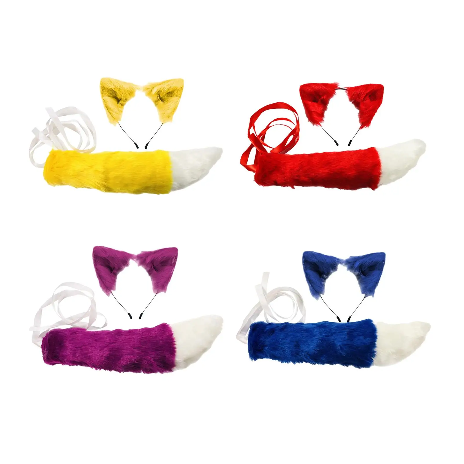 

Faux Fur Ears and Tail Set Halloween Costume Accessories Cute for Kids Adults for Easter Role Play Masquerade Party Supplies