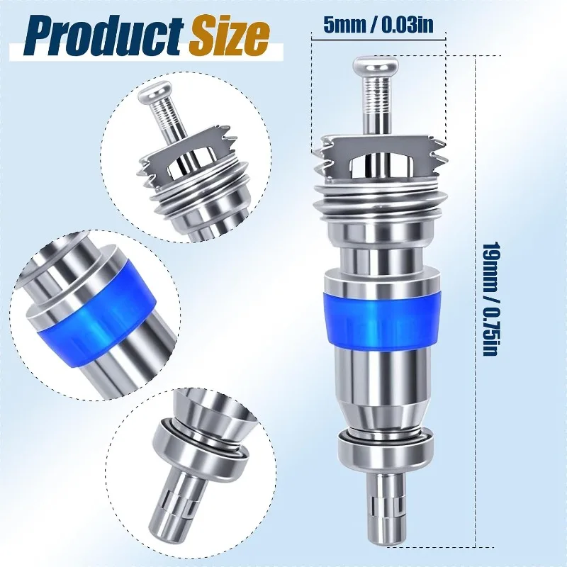 50Pcs AC Schrader Valve Core Teflon Seal Leak-Proof High Pressure Rated for R32 R410A R22 Refrigerant HVAC Refrigeration Pump