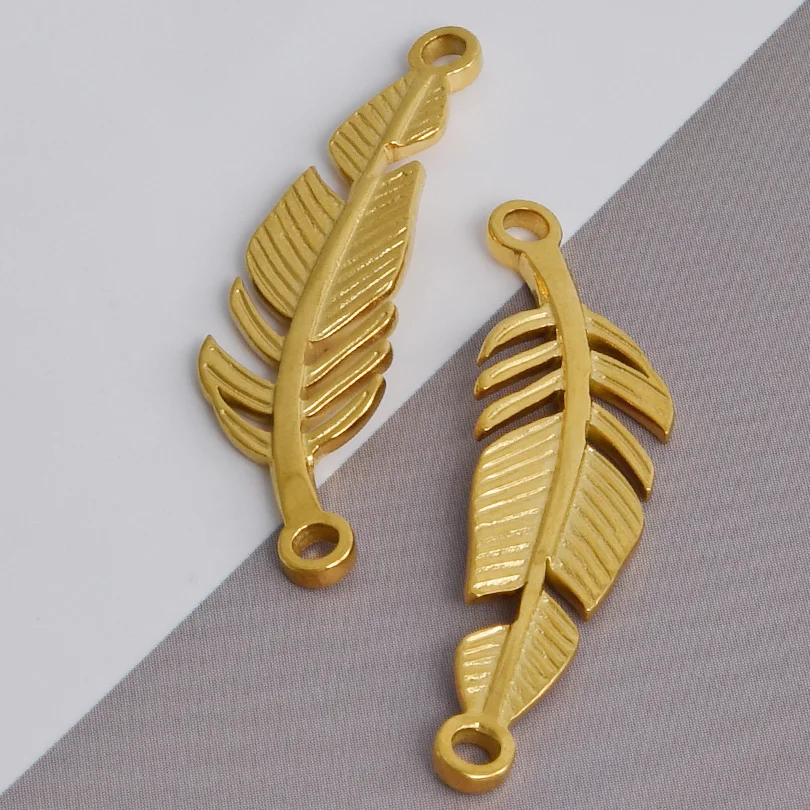 Real Gold Plated Stainless Steel Plant Charms 10pcs/Lot Coral Tree Hollow Leaves Flower Pendants Diy Making Necklace Jewelry