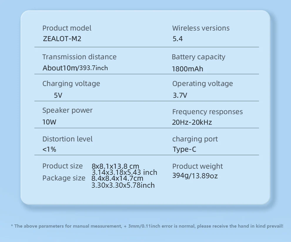 ZEALOT-M2 10W Tragbarer Bluetooth 5.4 Lautsprecher Outdoor Wasserdichter Kabelloser TWS Mini-Säulenlautsprecher Outdoor TF-Karte – Detail 2