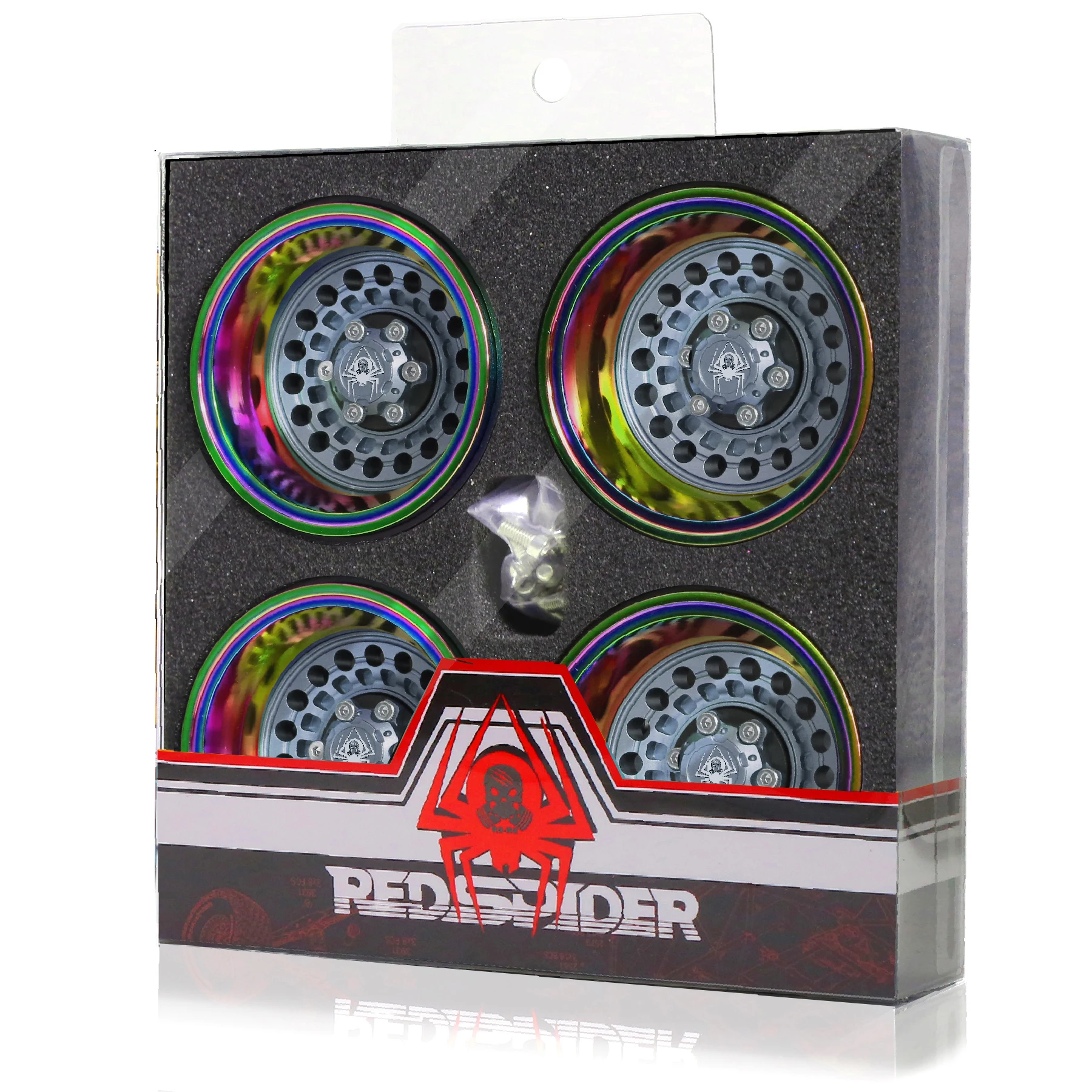 RED SPIDER 95g Super Heavy & Aluminum Deep Dish 1.9\' Beadlock Wheel Rim for 1/10 RC Crawler SCX10 TRX4 VS4-10 Gen8 (Rs)
