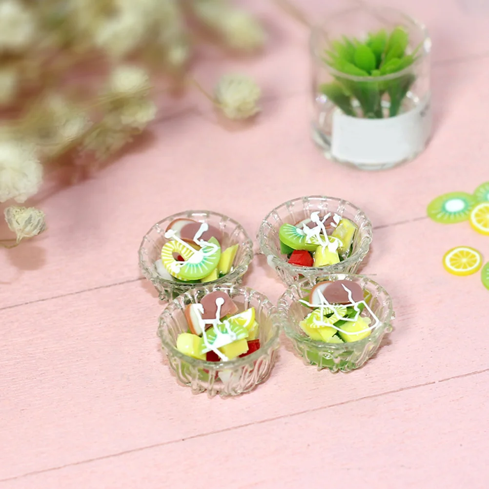 5Pcs Miniature Food Toys Miniature Salad Bowl Models Fake Food Micro Landscape Prop miniature salad decor