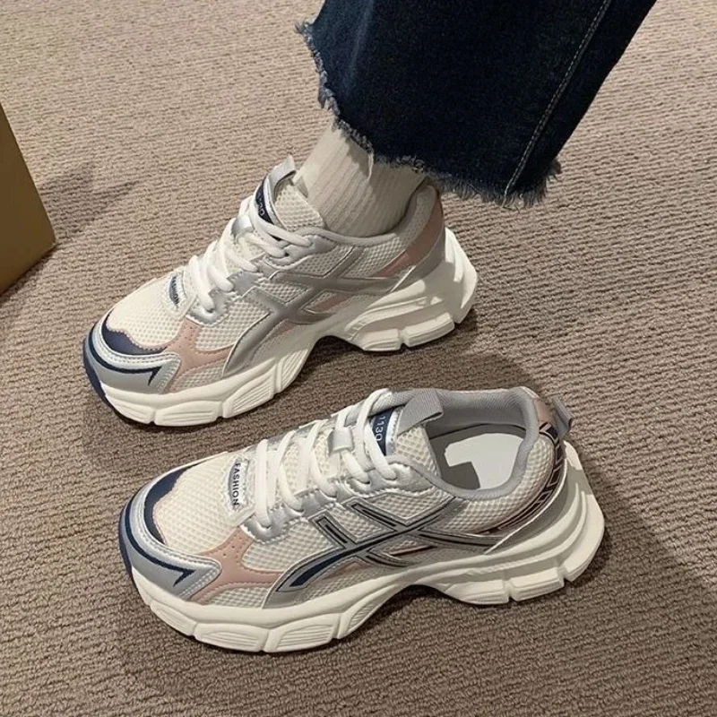 

Women Soft Sole Office Work Shoes High Quality Thin Dad Slim Stylish Middle School Girls Sports Mesh Running Shoes