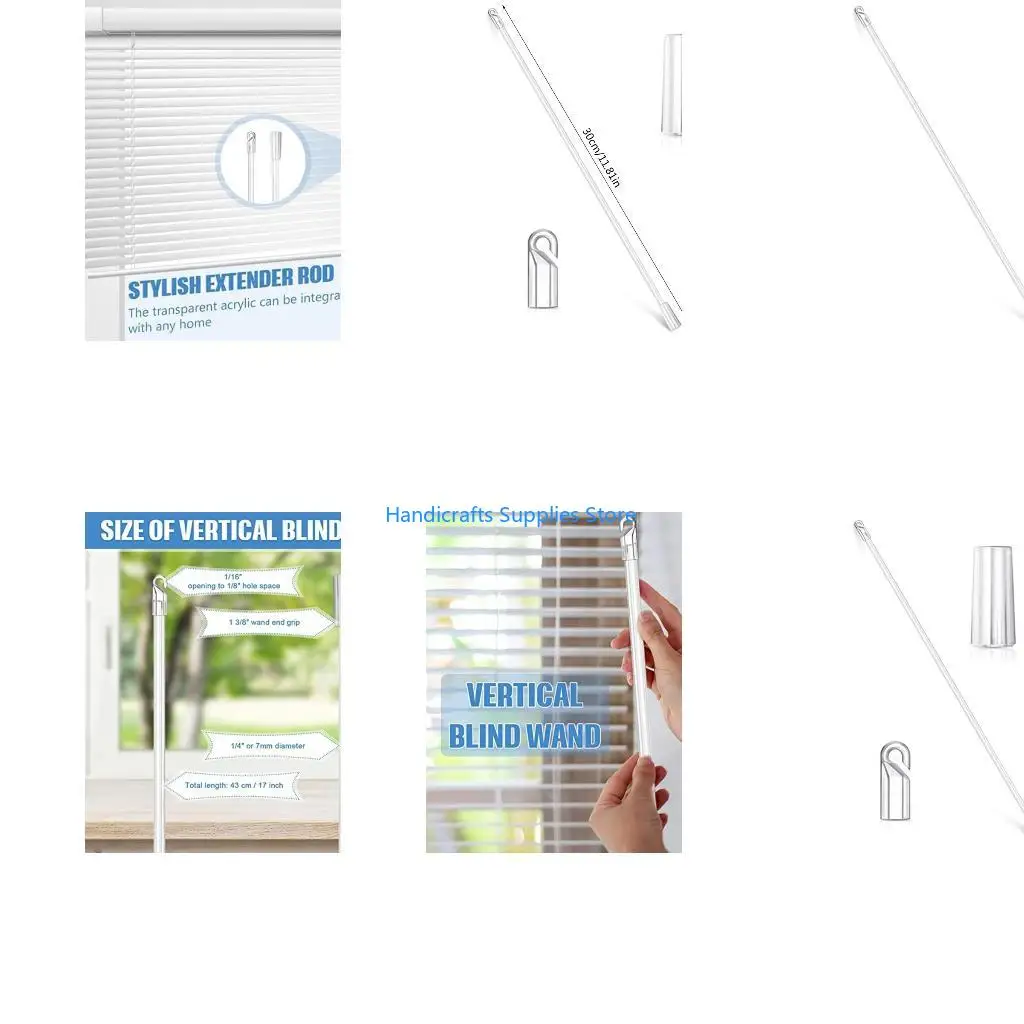 R1WA Blinds Pulling Rod with Replacement Rod Heads Set Accessory