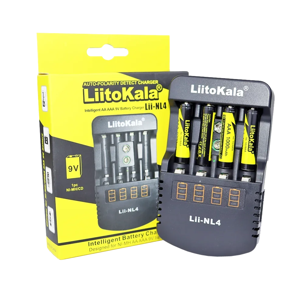 Liitokala 4ชิ้นแบตเตอรี่แบบชาร์จไฟได้1.2V AA 2600mAh/AAA 1000mAh Ni-MH สำหรับปืนอุณหภูมิรีโมทคอนโทรลเมาส์ของเล่นแบตเตอรี่ + NL4